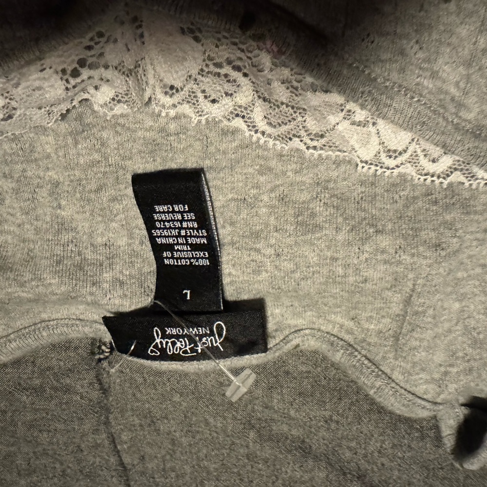 Just...Taylor Gray Lace Trim Top - Picture 2 of 4